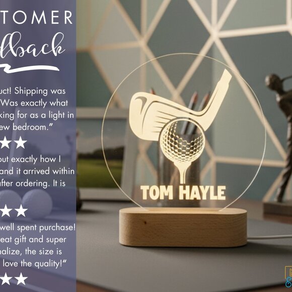 Custom Golf LED Lamp – Unique and Stylish Nightlight for Any Room - Picture 7 of 8